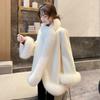 Winter imitation fox fur coat women's celebrity shawl woolen coat woolen cape