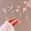 Sweety Romantic Hairpin For Women Vintage Chinese Style Flower Tassel Hair Stick Elegant Trendy Metal Jewelry Hair Accessories
