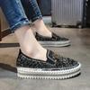 Fashion Diamond Rhinestone Loafers with Crystals Ladies Shoes High On Platform Low Slip Women Footwear Bow Canvas 39 Cotton Trends 2024