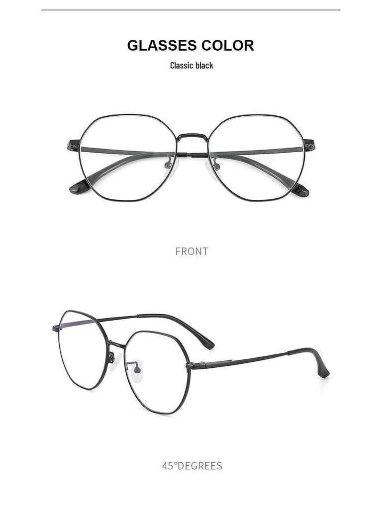 Polygon Silver Glasses for Large Faces – Women’s Myopia & Anti-Blue Light Prescription Ready