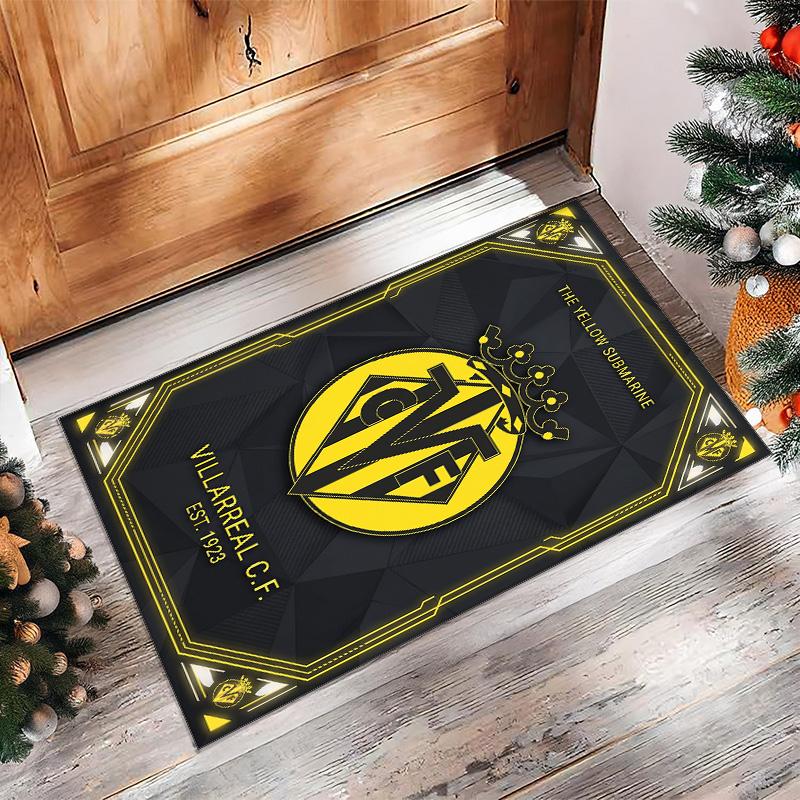 Villarreal FC Soccer Football Pattern Soft Area Rug Non Slip Indoor Floor Carpet Sports Decor Mat for Bedroom