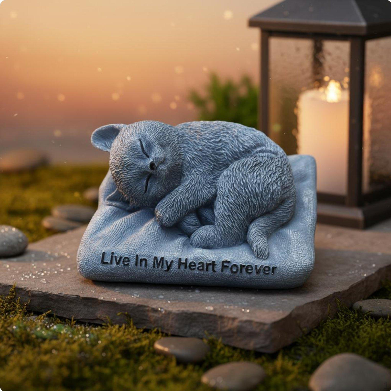 Pet Remembrance Statue Indoor Outdoor Use Resin Cat Grave Marker WeatherResistant Memorial Stone