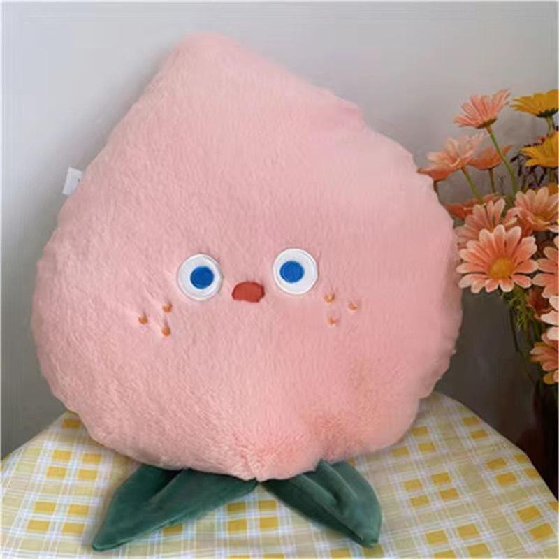 Real Fruit & Veggie Peach Pillow – Cute Office Sofa Back Support & Birthday Gift