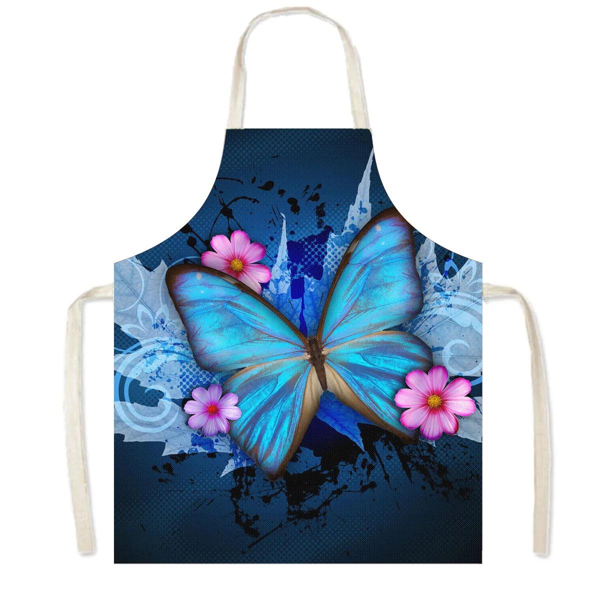 

Pretty Butterfly and Flower Print Cooking Apron Women Household Cleaning Clothing Pinafore Barber Chef Waiter Kitchen Aprons 38X47cm(15X19in)