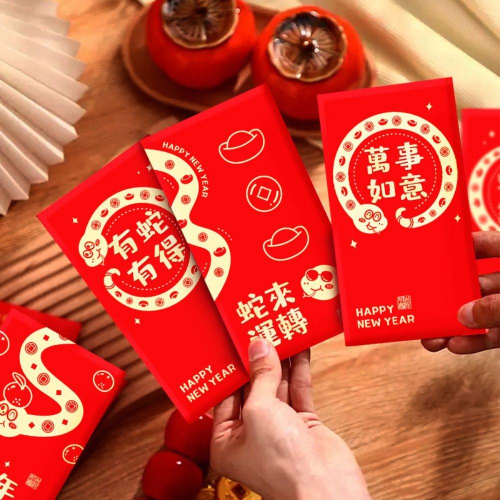 6pcs Chinese Style 2025 New Year Red Packets Blessing Good Luck Red Pocket  Graduation