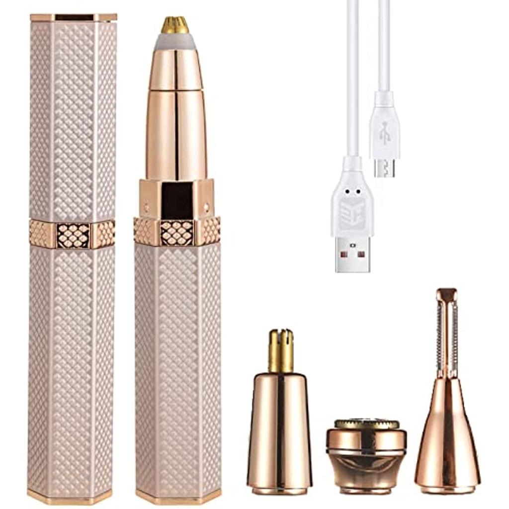 4 in 1 Eyebrow Trimmer Rechargeable Facial Hair Remover for Women Eyebrow Razor and Hair Remover Built-in LED Light