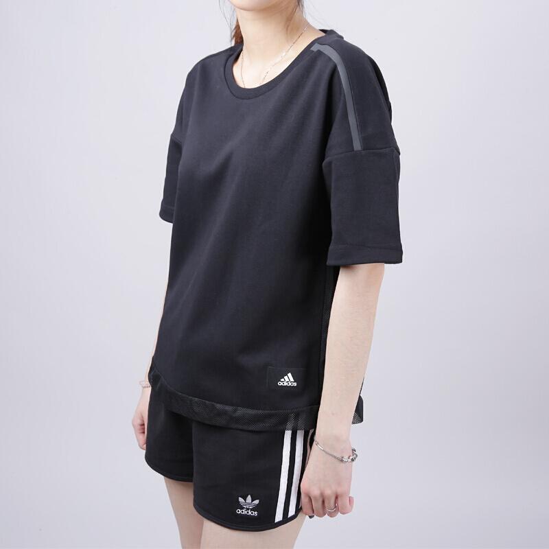 adidas Sports Lifestyle Serie Einfarbig Schlicht Rundhals Bequemes Kurzarm T-Shirt Damen T-Shirts Schwarz CG2082