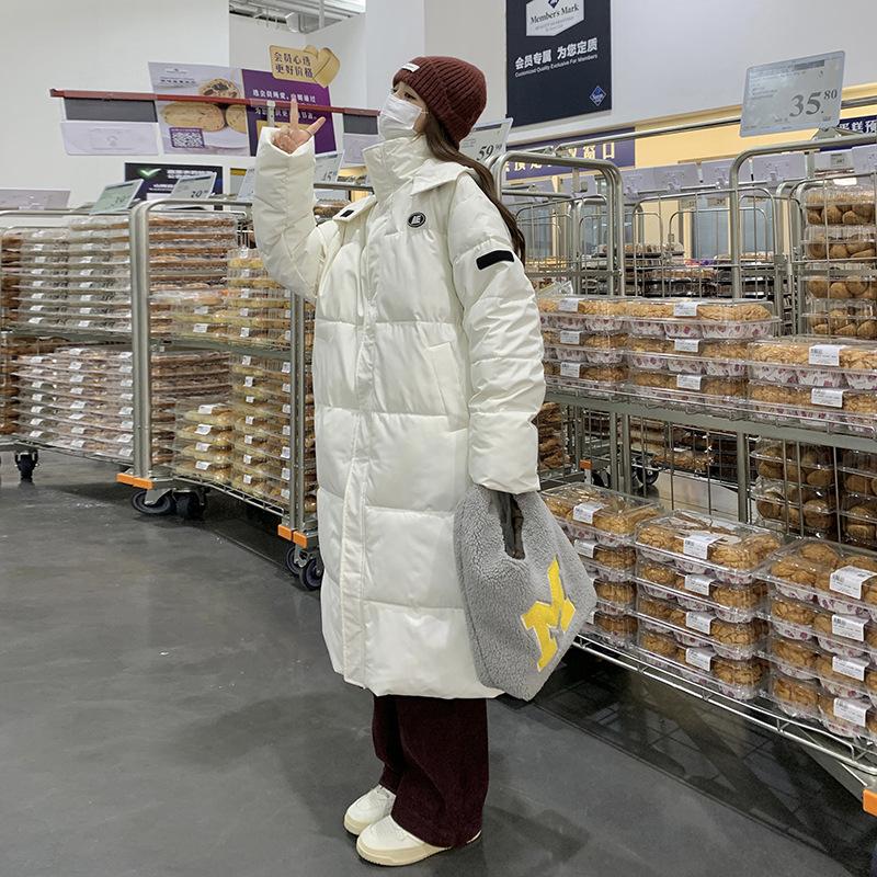 

Зимняя однотонная новая стеганая куртка плюс длинная стеганая куртка до колена оверсайз куртка-пуховик XL белый