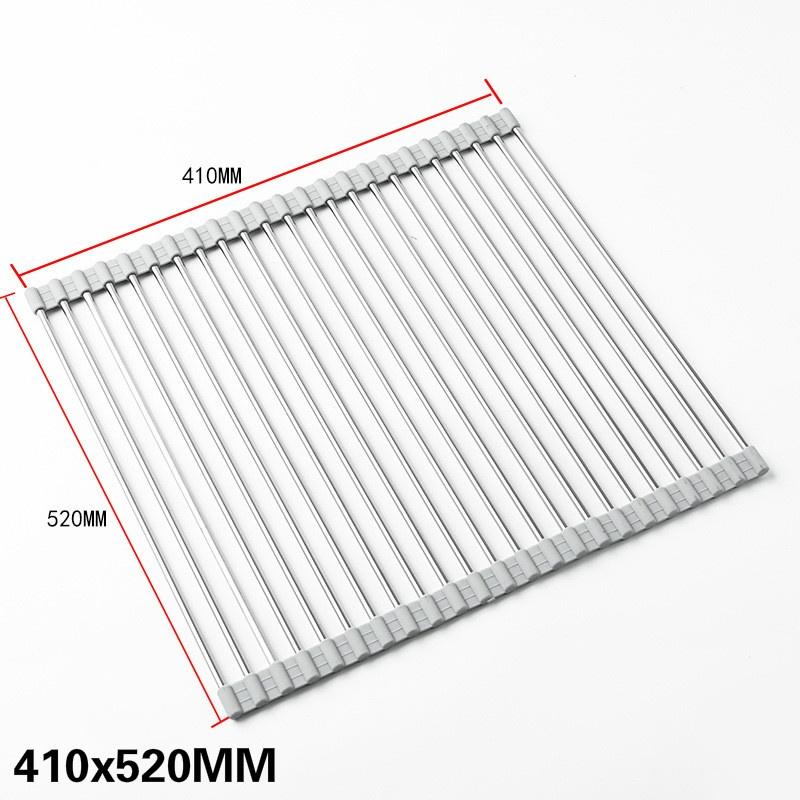 Multipurpose Foldable Kitchen Sink Rack Mat Stainless Steel Fruit Vegetable Dish Drain Rack