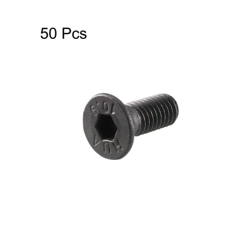 uxcell Hex Socket Head Bolts, Flat Head Bolts, 10.9 Carbon Steel, Machine Screws, M3*8mm, Pack of 50