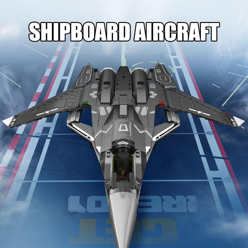 Military Series Jump Jets J-35 Shipboard Aircraft Building Blocks MOC City War Fighter Model Bricks Toys For Children Boy Gifts