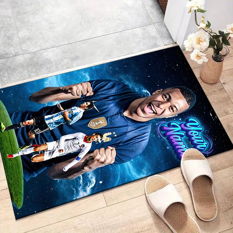 M-Mbappe Design Area Rug Personalized Name- Non-Slip, Soft & Cozy Floor Mat for Living Room, Office - Indoor/Outdoor Carpet