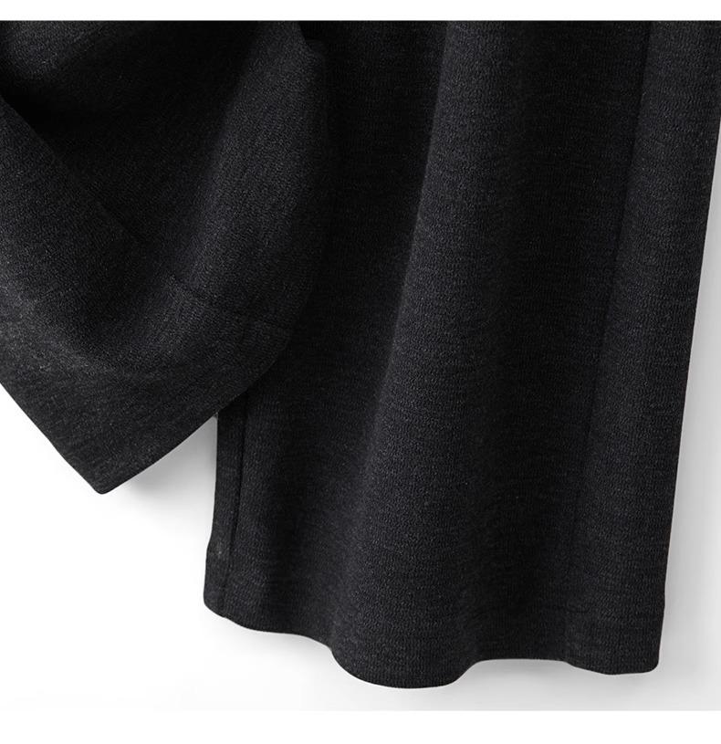 Women's Khaki Woolen Wide Leg Pants - Autumn/Winter 2024 Slimming Fleece-Lined Drapey Pants
