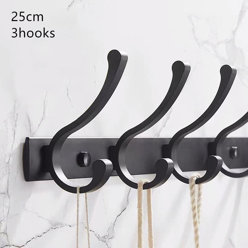 Appendiabiti con doppio gancio in alluminio nero Appendiabiti da bagno per la casa Portachiavi Ganci da parete appesi