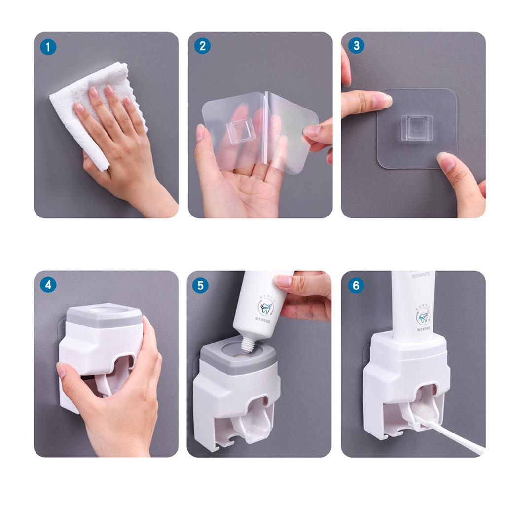 Automatický dávkovač zubní pasty s držákem na zubní kartáčky, nástěnný pro koupelnu, pro dospělé