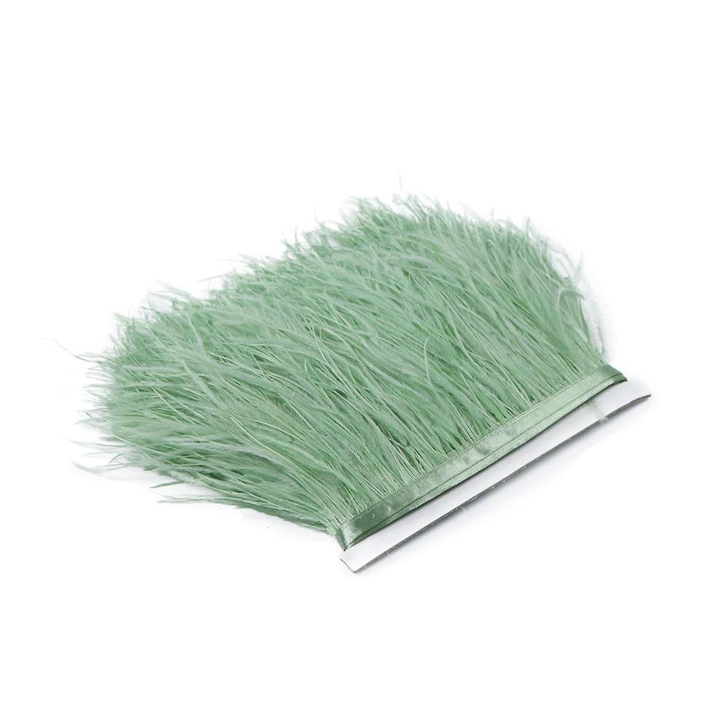 Feather1M Natural White Fluffy Ostrich Feather Trims for DIY Craft Wedding Decoration Colored Plume Ribbon Sewing dress Clothing 8-10cm