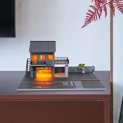 1/64 Scale Parking Lot Japanese Car Repair Shop Scene Display Ornaments Mini Model Storage