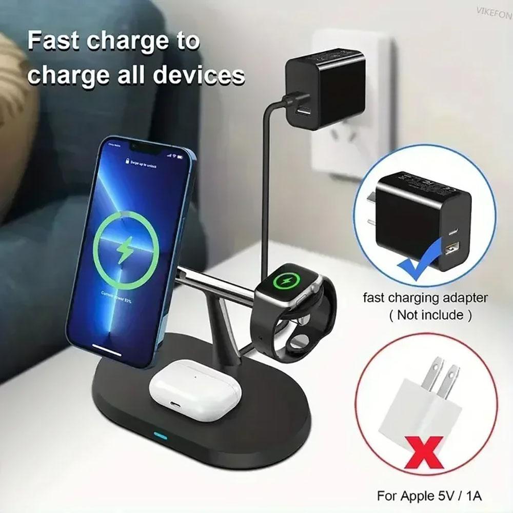15W 3 In 1 Magnetic Wireless Charger Stand Phone Fast Charging Charger Holder For iPhone 16 15 14 13 Pro Max Apple Watch Airpods