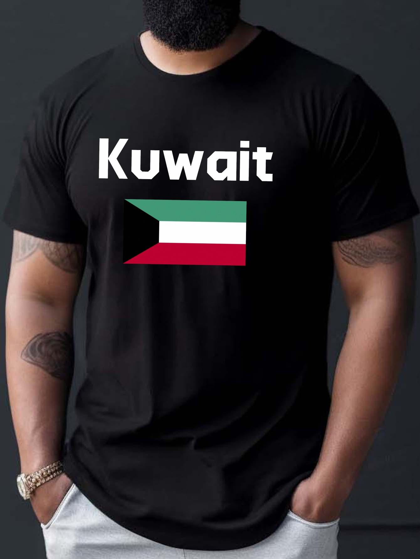 

Kuwait Flag Print Men s Crew Neck Short Sleeve Tees Fashionable T-shirt Casual Comfortable Versatile Top for Summer T Shirts S разноцветный