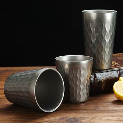 Retro Bierbecher im koreanischen Stil aus Edelstahl, verbrühsicher, Kaltwasser-Trinkbecher, Restaurant-BBQ-Geschirr, bruchsicherer Kaffeebecher