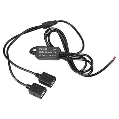 Konverter 12 V auf 5 V, USB-Buchse, Abwärtsregler, DC auf DC 12 V auf 5 V, 3 A, Doppel-USB-Spannungswandler für Auto, GPS, Smartphone