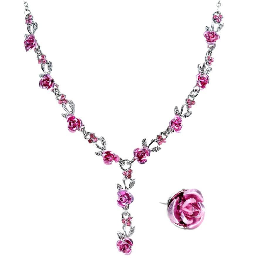 Rose Alloy Bridal Jewelry Set: European & American Style Necklace and Dress Accessories