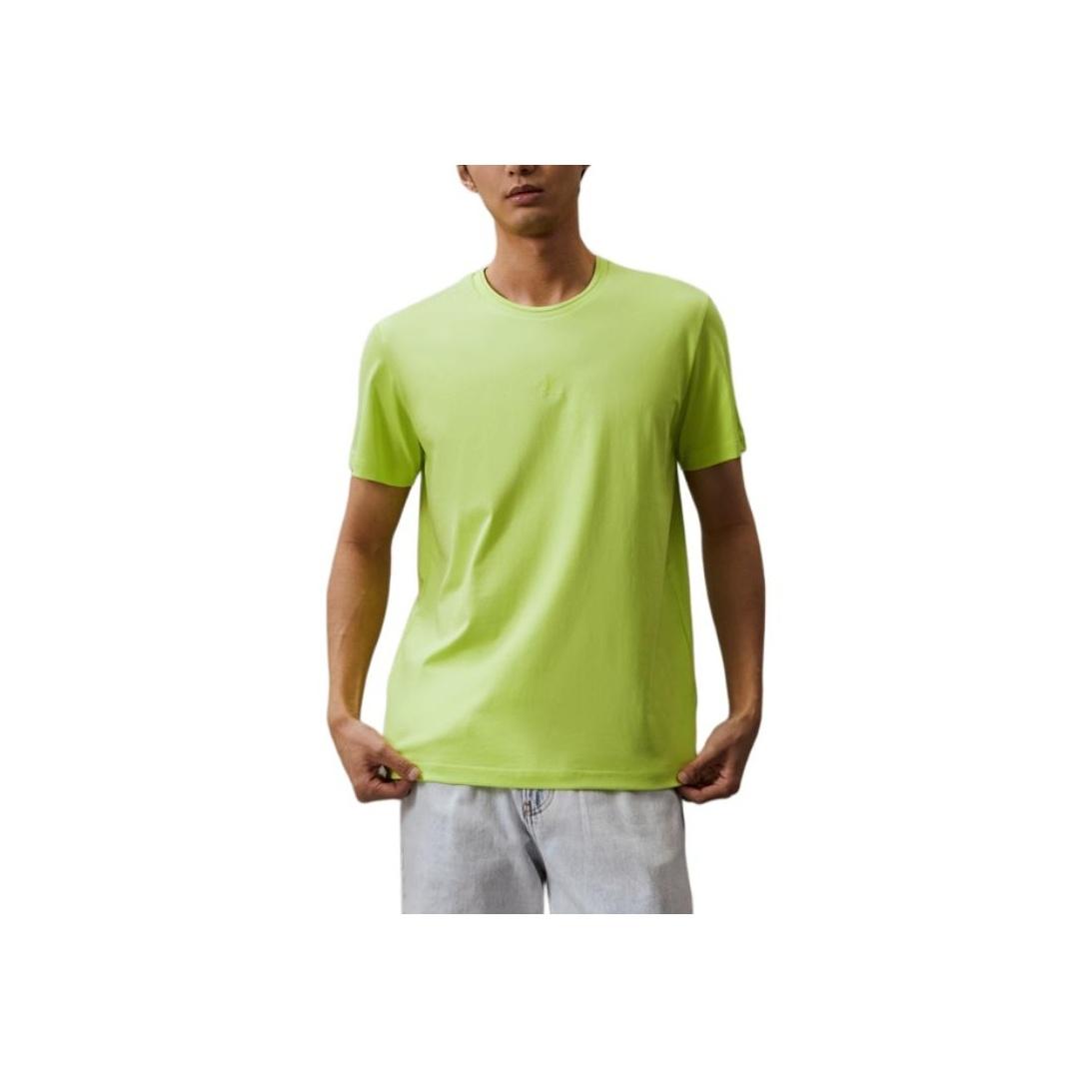 

Calvin Klein Однотонная удобная футболка с круглым вырезом и коротким рукавом, мужские топы, яблочно-зеленый J326355-LKQ S