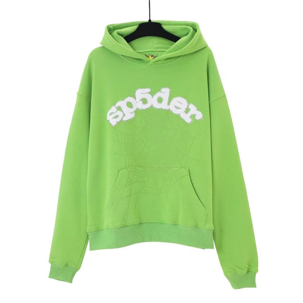 Trendy Sp5der Men's Hoodie with Foam Letter Print - European & American Style