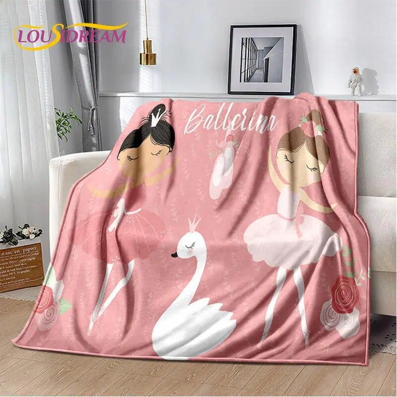 Cute Ballet Girl Ballerina Cartoon Soft Plush Blanket,Flannel Blanket Throw Blanket for Living Room Bedroom Bed Sofa Picnic Kids