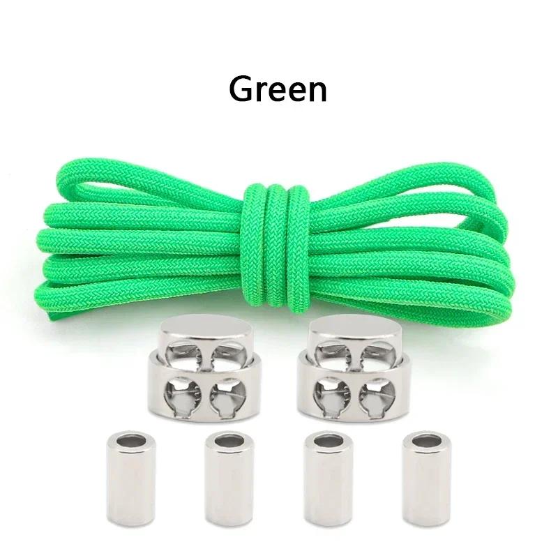 1Pair Lock Shoe laces Without ties Metal Buckle Laces Round Elastic Laces Sneakers Kids Adult No Tie Shoelaces Shoes Accessories