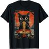 Black Cat Eating Ramen Vintage T-Shirt(1)