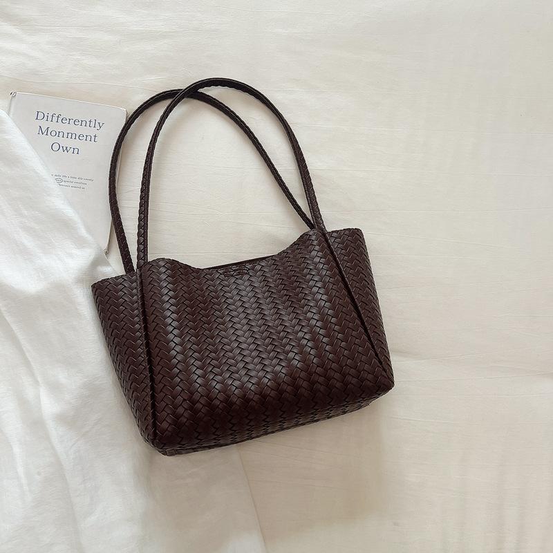 Fashion Tote Bag - Large Capacity Women's Shoulder Bag - Retro Woven Texture Tote Bag