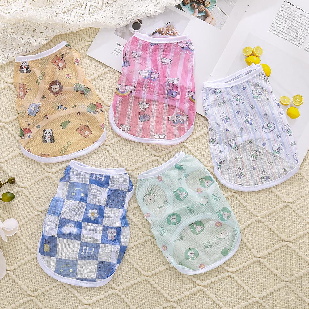 Pet clothing is fresh cute fashionable summer thin cat and dog clothing breathable mesh suspender and stylish vest