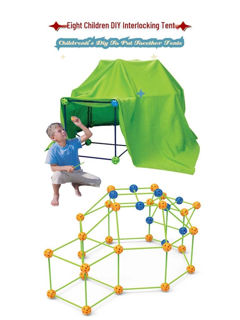 Children's DIY Bead and Building Blocks Creative Tent Fort Kit