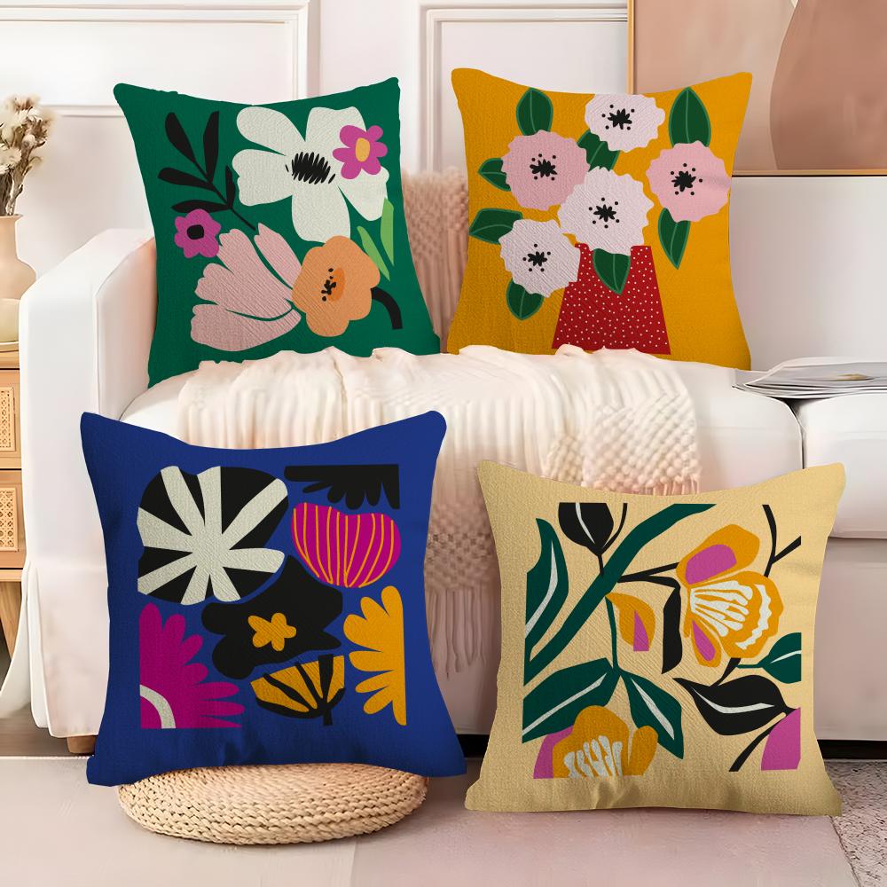 Plants and Flowers Cushion Cover Soft Plush Fabric Double-Sided Printed Sofa Cushion Cover for All Seasons Home Decor Gift