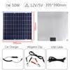 50W Solar Panel Car Charger Dual USB Ports Outdoor Charger Power With USB Cable