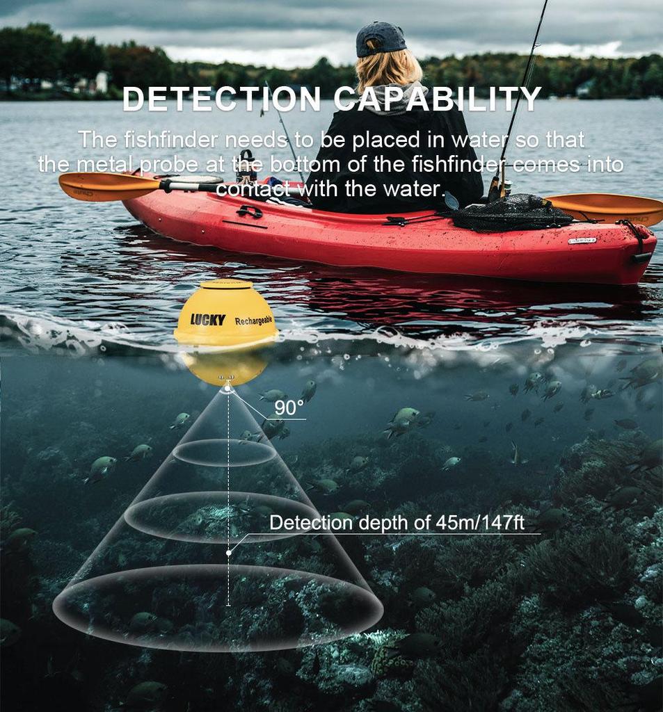 Šťastný bezdrátový HD vyhledávač ryb s barevným displejem - Prémiový podvodní sonar pro rybolov