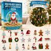 Advent Calendar with Lanyards Sea Glass Christmas Calendar 24-Day Acrylic 2D Ornament Set Festive Countdown Ceremony Santa Gingerbread Man,