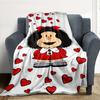 1PC Mafalda Hearts Outdoor Blanket Lightweight Flannel, Soft & Warm, All-Season Use for Sofa, Outdoor, Camping, Living Room, Office30