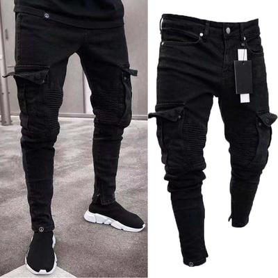 Чоловічі джинси Повсякденні вузькі стрейч Slim Fit Штани-олівець Чорні штани Джинсові штани