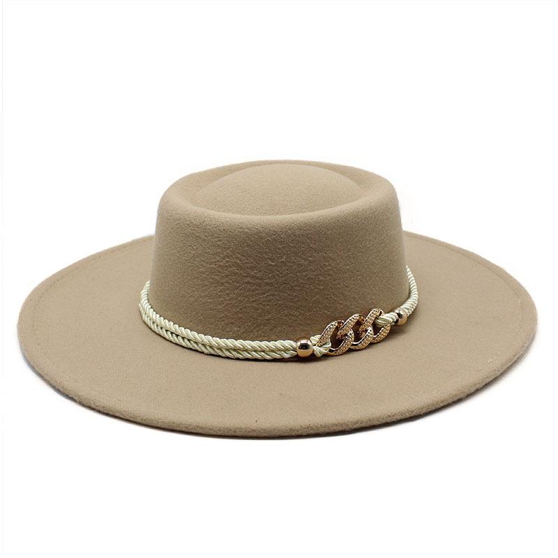 

Ring-Shaped Concave Flat-Top Woolen Hat 8.5Cm Men S And Women S Flat-Top Woolen Top Hat M（56-58cm） сіро-коричневий