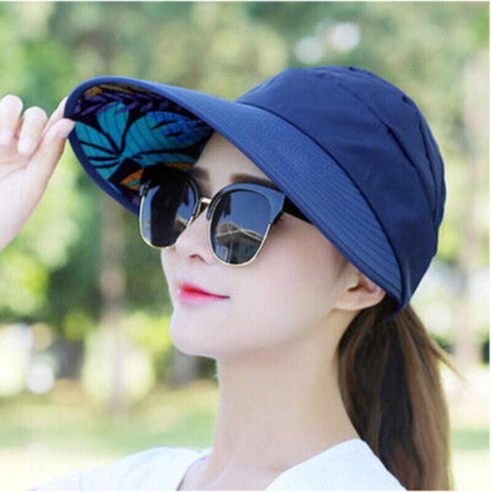 Foldable Sun Hat Fashion Wide Brim Anti-UV Beach Cap Golf Cap Casual Hats Summer