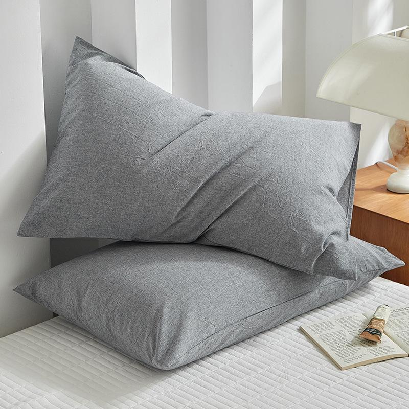 Sada 2 povlaků na polštáře z čisté bavlny barvené přízí, 48x74 cm, pro jednu osobu, povlaky na polštáře z prané bavlny.