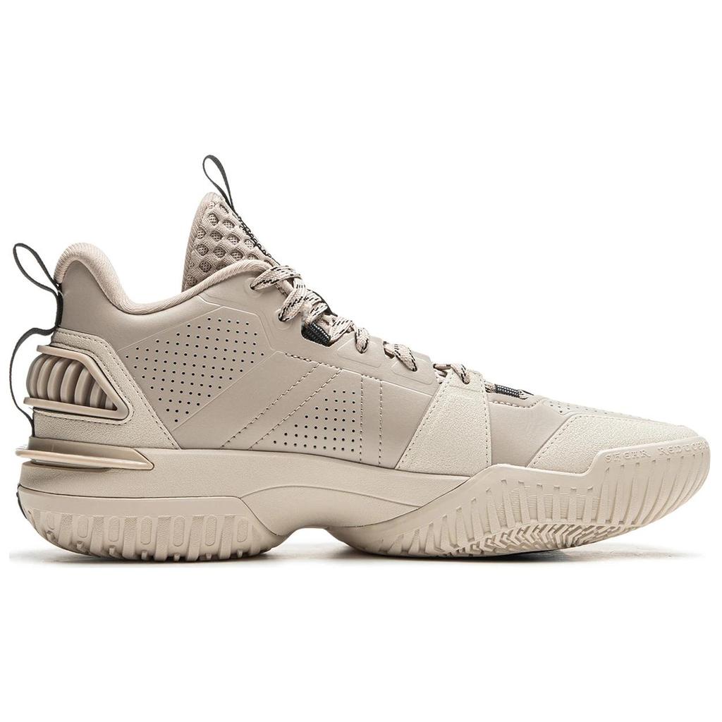 New LiNing Badfive Abrasion Resistant Rebound High Top Basketball Shoes Men's Beige ABFU051-3