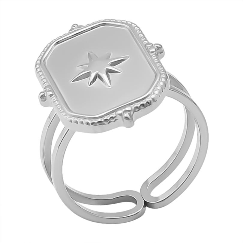 Geometria Semplice Moda Acciaio Inossidabile Anelli Aperti Per Donne Uomini Accessori Colore Argento Cuore Sole Rotondo Base Vuota Fai da Te Anillos