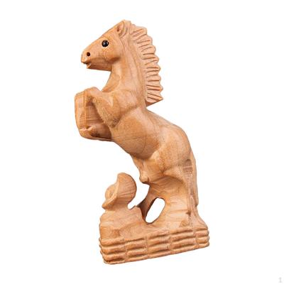 Hand Carved Wood Horse Statue Animal Crafts Modern Desk Accessories Desktop Figurine
