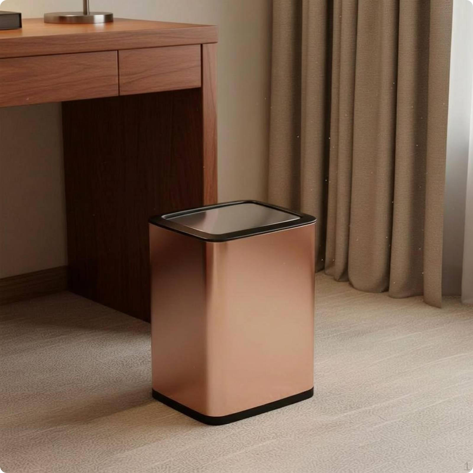 Swing Lid Trash Can DoubleLayer Stainless