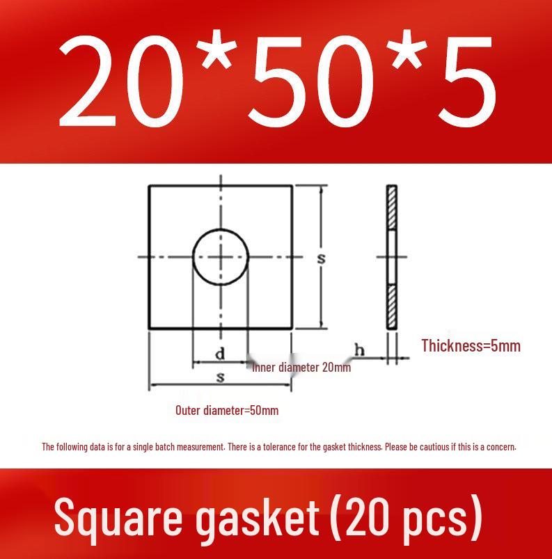 Thick Galvanized Square Iron Washer with Hole for M6-M24 Curtain Wall Use