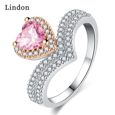 Lindon Classic Copper Alloy Zircon Ring Ladies Jewelry Wedding Promise Party Gift