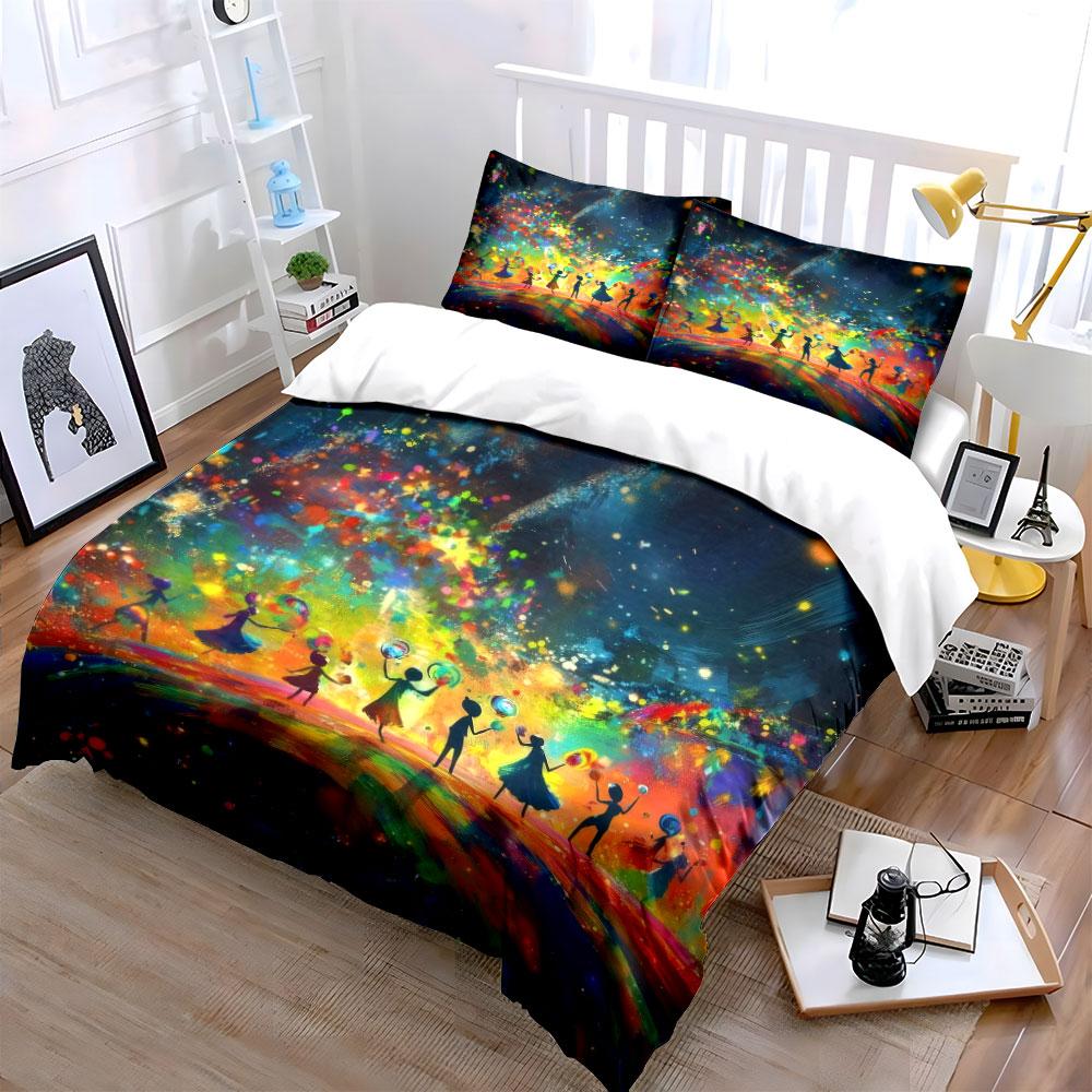 Colorful Artistic Scene Set Decorations Soft Comfortable Duvet Cover Bedding Set Included 1*Duvet Cover & 2*Pillowcases, Gift
